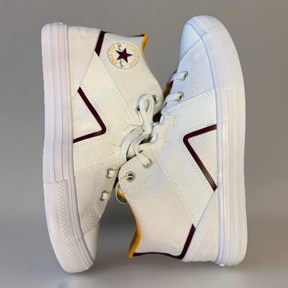 NEW Chuck Taylor Converse All Star Flux Ultra High Top Wht Burgundy Yellow Sz 10 - Picture 6 of 11